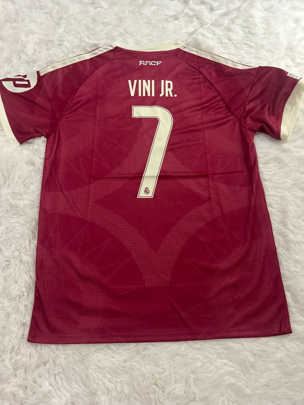 adidas Men's Maroon Vini Jr. #7 Soccer Jersey with Cream Accents